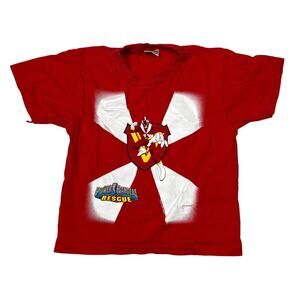 Vintage 2000 Power Rangers Rescue Underoos Tee T-Shirt Red Youth Medium 6